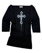 Load image into Gallery viewer, PLASMA SPHERE Cross Gothic T-shirt Black