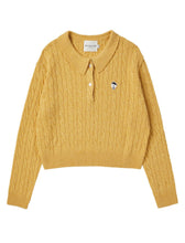 Load image into Gallery viewer, ILP New Parisian Cashmere Cable Crop Knit Yellow