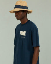 Load image into Gallery viewer, ILP Hand Made Art Work Dog Detail T-Shirt Navy