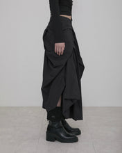 将图片加载到图库查看器,FLARE UP Asymmetrical Draped Layered Long Skirt Black