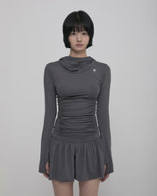 将图片加载到图库查看器,FLARE UP Hooded High Neck Dress Charcoal