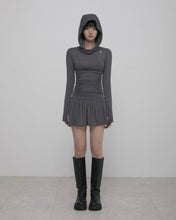 将图片加载到图库查看器,FLARE UP Hooded High Neck Dress Charcoal