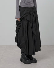 将图片加载到图库查看器,FLARE UP Asymmetrical Draped Layered Long Skirt Black