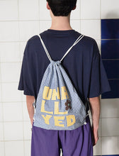 Load image into Gallery viewer, UNALLOYED Logo Gingham Check Gym Sack Blue