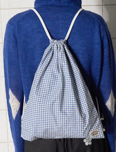 Load image into Gallery viewer, UNALLOYED Logo Gingham Check Gym Sack Blue