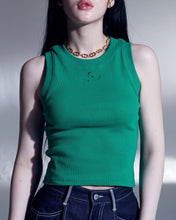 Load image into Gallery viewer, DILETTANTISME Logo Embroidery Sleeveless Crop Top Green
