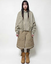 Load image into Gallery viewer, AJOBYAJO Laced Multi-Drawstring Zip-Up Hoodie Beige