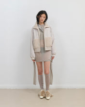 Load image into Gallery viewer, OJOS Curved Cut Layered Tee Warm Grey