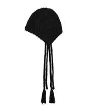Load image into Gallery viewer, OJOS Double Strap Angora Beanie Black