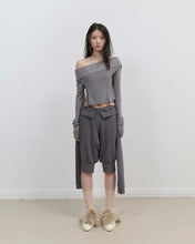 Load image into Gallery viewer, OJOS Curved Cut Layered Tee Charcoal