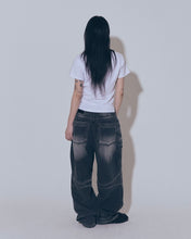 Load image into Gallery viewer, BLR Embossed Wave Washing Wide Denim Pants Light Blue