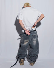 将图片加载到图库查看器,BLR Embossed Wave Washing Wide Denim Pants Light Blue