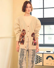 Load image into Gallery viewer, ILP Utopia Dog Brush Detail V-Neck Cardigan Ivory