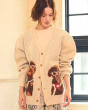 Load image into Gallery viewer, ILP Utopia Dog Brush Detail V-Neck Cardigan Ivory