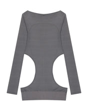 Load image into Gallery viewer, OJOS Curved Cut Layered Tee Charcoal