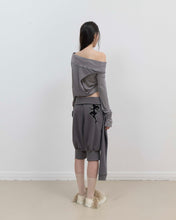 Load image into Gallery viewer, OJOS Curved Cut Layered Tee Charcoal