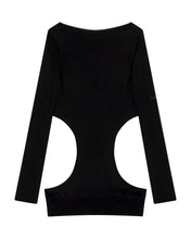 Load image into Gallery viewer, OJOS Curved Cut Layered Tee Black