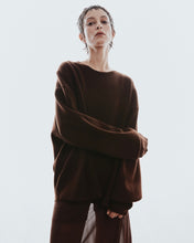 Load image into Gallery viewer, Adlielos Grid Round Neck Knit Brown