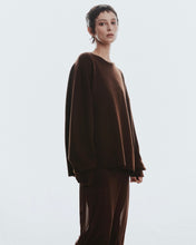 Load image into Gallery viewer, Adlielos Grid Round Neck Knit Brown