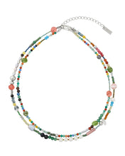 Load image into Gallery viewer, AJOBYAJO Multi Color Beads Layered Necklace Teal