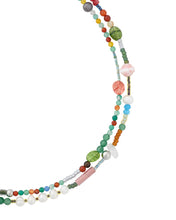 Load image into Gallery viewer, AJOBYAJO Multi Color Beads Layered Necklace Teal