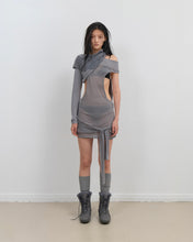 Load image into Gallery viewer, OJOS Curved Cut Layered Tee Charcoal