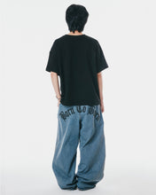 Load image into Gallery viewer, Adlielos A602 Born To Burn Graphic Reverse Wide Denim Pants Vintage Mid Blue