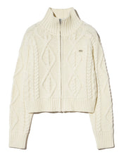 Load image into Gallery viewer, Kijun Cable Knit Zip-Up Ivory