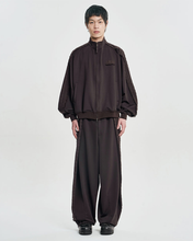 Load image into Gallery viewer, AJOBYAJO Multi Lace Trim One Tuck Track Pants Dark Brown

