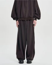 Load image into Gallery viewer, AJOBYAJO Multi Lace Trim One Tuck Track Pants Dark Brown
