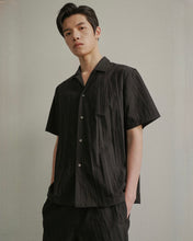 Load image into Gallery viewer, N. Archive Crease Open Collar Shirt Black
