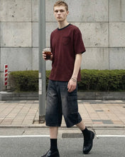 Load image into Gallery viewer, DWSE Pleat Cargo Bermuda Denim Pants Washed Black
