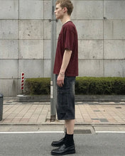 Load image into Gallery viewer, DWSE Pleat Cargo Bermuda Denim Pants Washed Black
