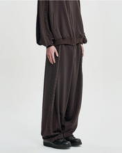 Load image into Gallery viewer, AJOBYAJO Multi Lace Trim One Tuck Track Pants Dark Brown
