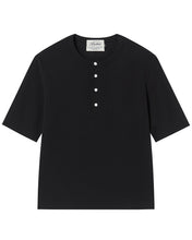 Load image into Gallery viewer, N. Archive Pearl Button Henley T-Shirt Black
