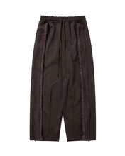 Load image into Gallery viewer, AJOBYAJO Multi Lace Trim One Tuck Track Pants Dark Brown
