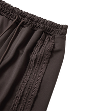 Load image into Gallery viewer, AJOBYAJO Multi Lace Trim One Tuck Track Pants Dark Brown
