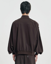 Load image into Gallery viewer, AJOBYAJO Multi Lace Trim Raglan Track Jacket Dark Brown
