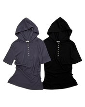 Load image into Gallery viewer, PLASMA SPHERE Clam Studded Hoodie Dark Grey
