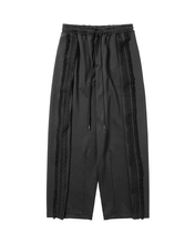 Load image into Gallery viewer, AJOBYAJO Multi Lace Trim One Tuck Track Pants Black

