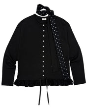 将图片加载到图库查看器，PLASMA SPHERE Natty Dot Scarf Cardigan Black
