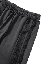Load image into Gallery viewer, AJOBYAJO Multi Lace Trim One Tuck Track Pants Black
