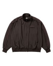 Load image into Gallery viewer, AJOBYAJO Multi Lace Trim Raglan Track Jacket Dark Brown
