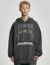 Load image into Gallery viewer, AJOBYAJO Arch Logo Washed Layered Hoodie Charcoal
