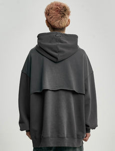 AJOBYAJO Arch Logo Washed Layered Hoodie Charcoal