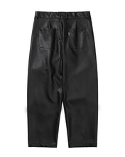 Load image into Gallery viewer, AJOBYAJO Vegan Leather Curved Pants Black
