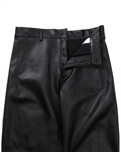 AJOBYAJO Vegan Leather Curved Pants Black