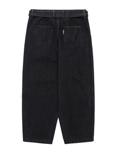 AJOBYAJO Oversized Washed Denim Pants Black