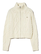 Load image into Gallery viewer, Kijun Cable Knit Zip-Up Ivory
