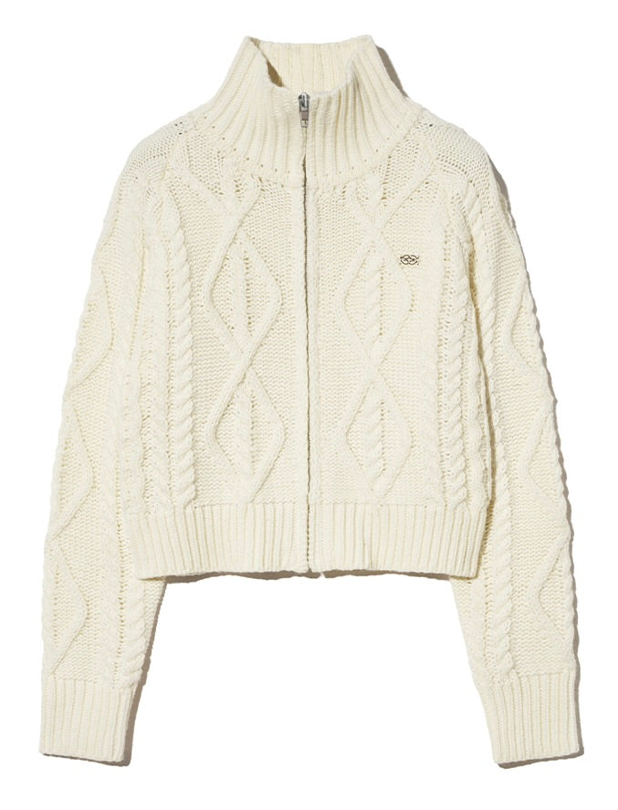 Kijun Cable Knit Zip-Up Ivory